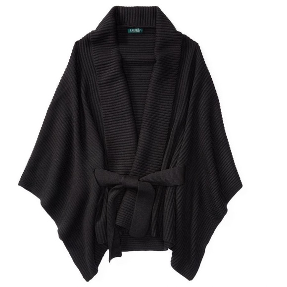 Lauren Ralph Lauren Sweaters - Lauren Ralph Lauren Belted Ribbed Poncho Wrap OS